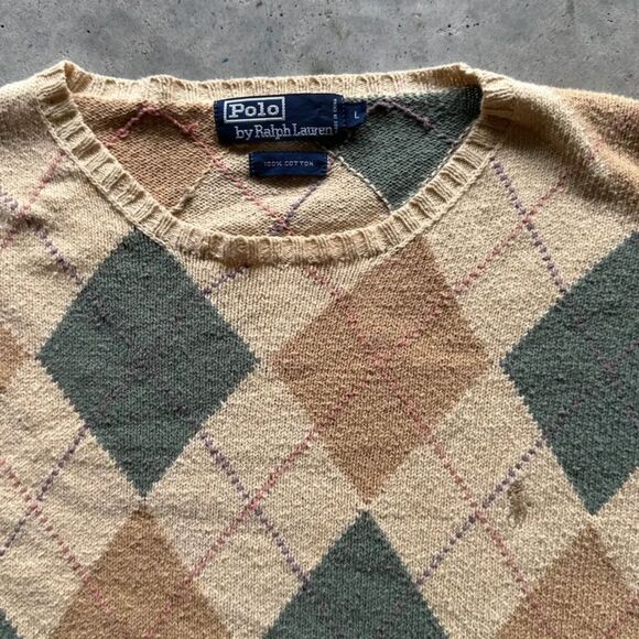 Vintage Polo Ralph Lauren Argyle Pullover Sweater Size Large - Picture 3 of 6